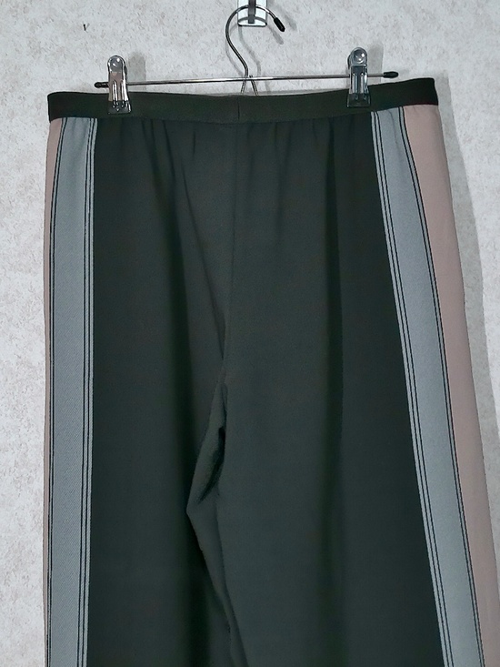 NWT BCBGMaxazria Palazzo Pants, Black,Side Stripes Gray&Kaki Elastic Waist Sz S - Picture 7 of 8